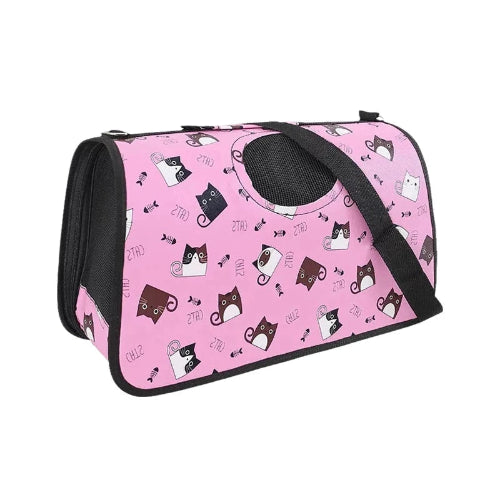 Chihuahua-Tragetasche: Rosa Tasche mit Katzenmotiven