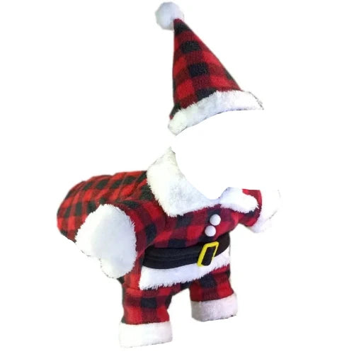 Chihuahua Costume: Plaid Santa Claus