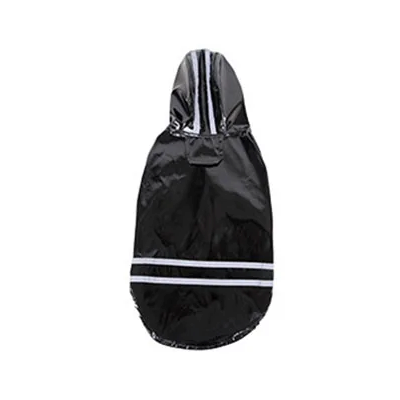 Manteau pour Chihuahua : kway imperméable noir avec capuche. Liserés réfléchissants. Confortable, parfait pour protéger votre petit chien ou chat les jours de pluie.
