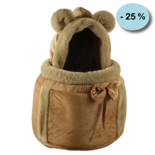 Destockage d'un sac à dos cocoon polaire marron pour transporter votre Chihuahua - confortable pour emmener partout votre petit chien ou chat.