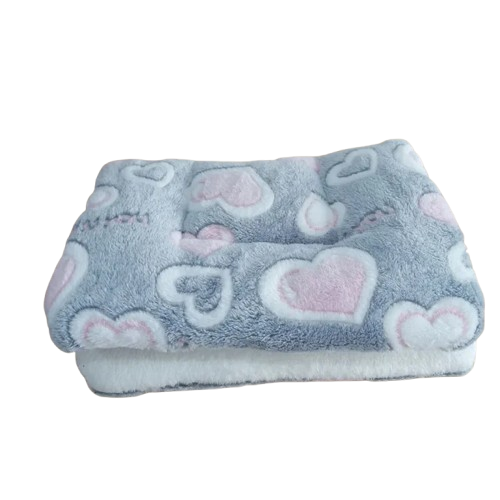 Matelas pour Chien : Tapis Rembourré gris rose coeurs