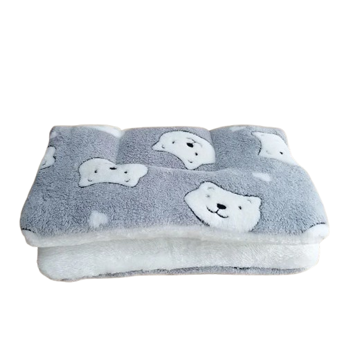 Niche pour Chihuahua - Tapis d'appoint gris avec motifs nounours – Confortable pour accueillir votre petit chien ou chat